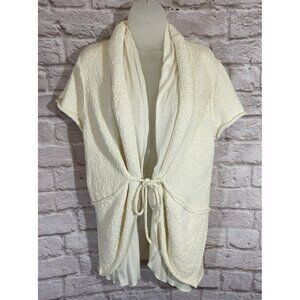 Soft Surroundings Sweater Large Layers Tie Front Ivory Heavy Thick Cardigan 9715